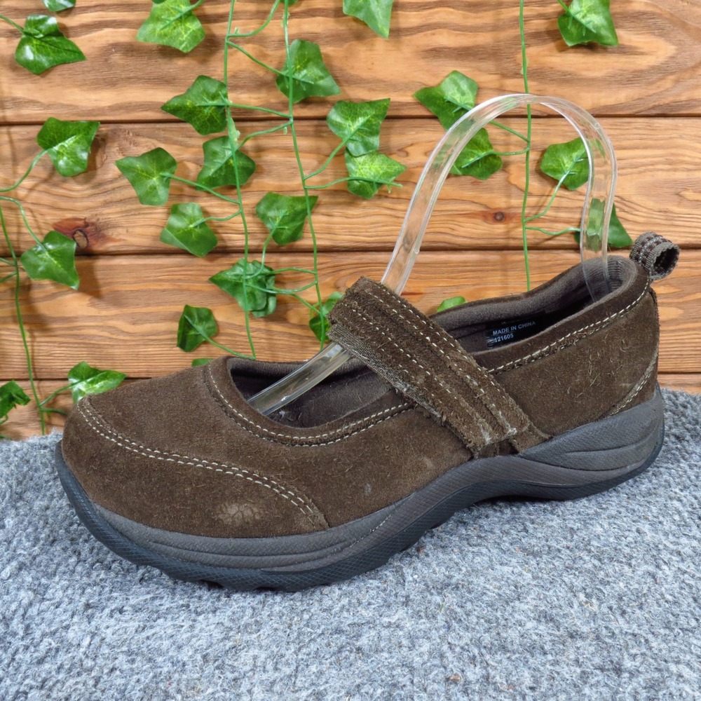 L.L. Bean 278614 Womens Mary Jane Shoe Size 6 Wide Walking Brown Suede
